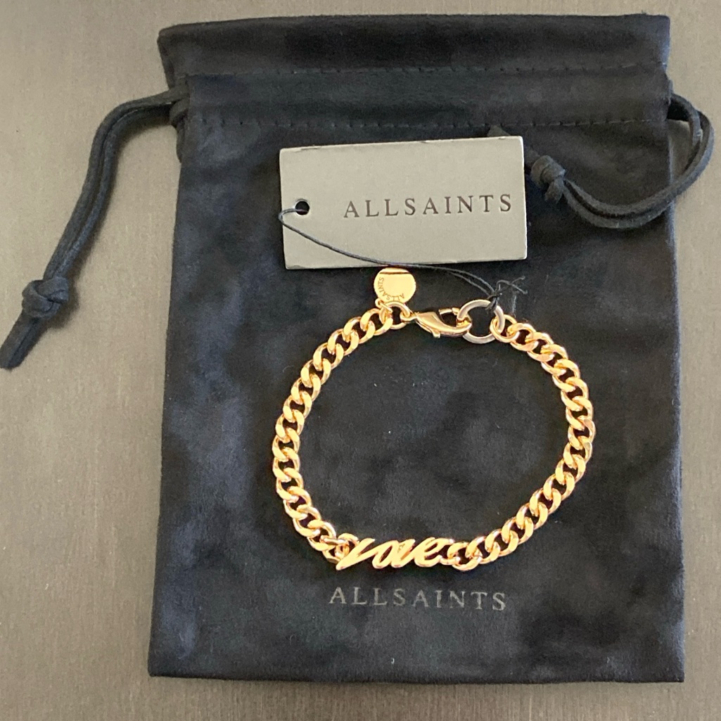 Allsaints “Love” Chain Gold Tone Women’s Bracelet